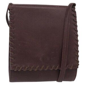 Authentic SAINT LAURENT Shoulder Bag Leather Purple Gold